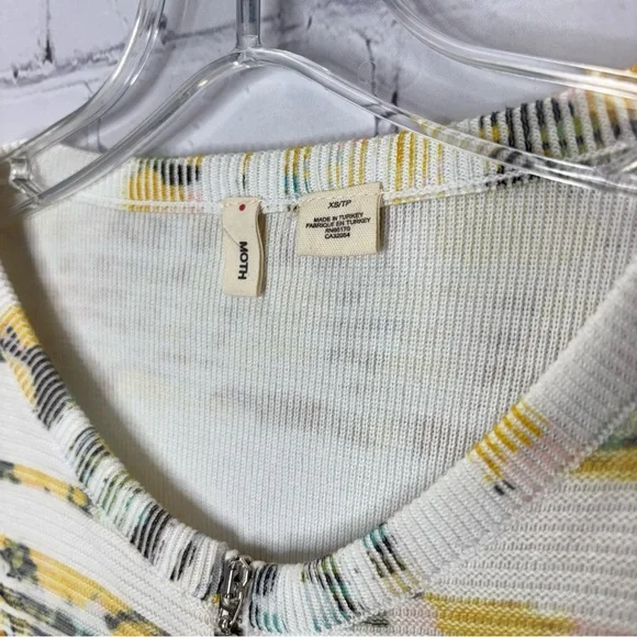 Anthropologie Moth Array Floral Striped Zip Front Knit Cardigan Sweater - Picture 4 of 5